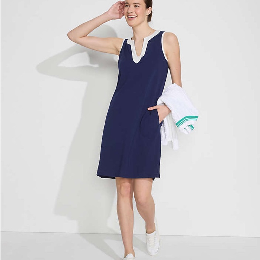 Lands End Navy Cotton Dress M NEW - Picture 4 of 7